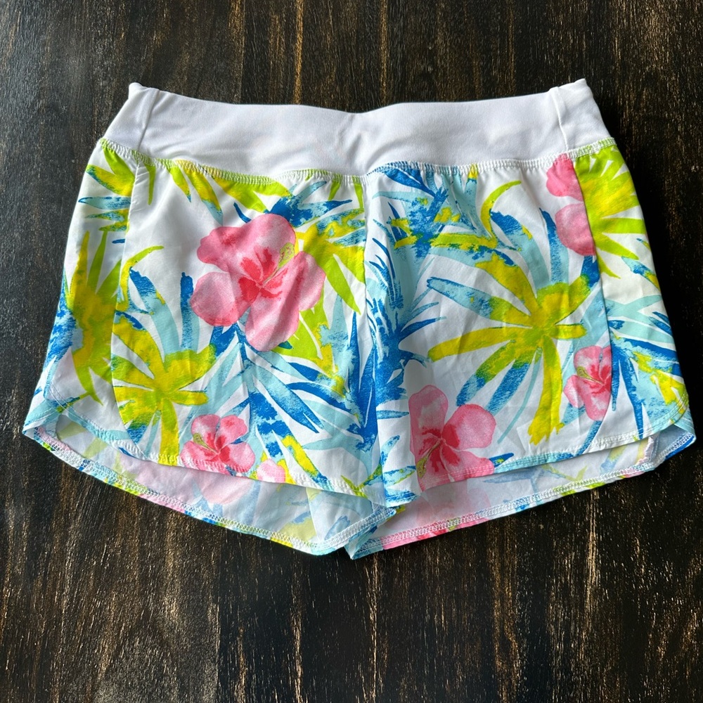 Athletic Works White Pink Floral Stretch Pull On. Size Large (10-12)